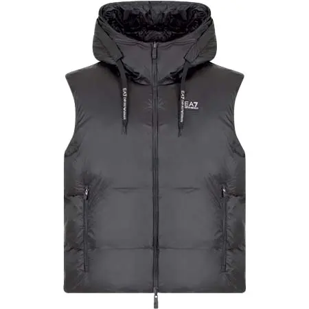 EA7 EMPORIO ARMANI(イーエーセブンエンポリオアルマーニ) リバーシブルジレ フード＆オーバーサイズロゴ