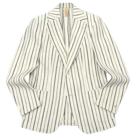 ERNESTO(エルネスト) リネンコットンシルクストライプ2Bジャケット