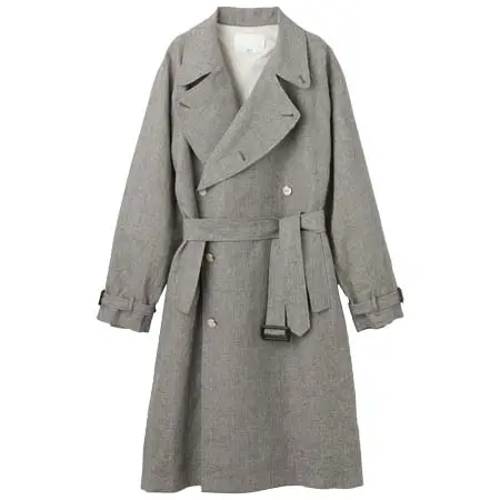 ES:S(エス) トレンチコート リネン ハウンドトゥース