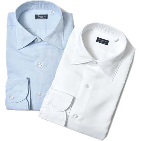 Finamore(フィナモレ) VITTORIOヴィットリオ/MILANOミラノ CARLO RIVAカルロリーバ コットンリネンセミワイドカラーシャツ