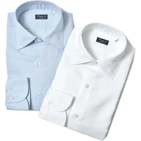 Finamore(フィナモレ) VITTORIOヴィットリオ/MILANOミラノ CARLO RIVAカルロリーバ コットンリネンセミワイドカラーシャツ