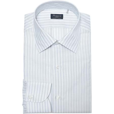 Finamore(フィナモレ) VITTORIOヴィットリオ/MILANOミラノ CARLO RIVAカルロリーバ コットンストライプセミワイドカラーシャツ