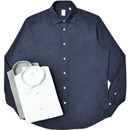 Finamore(フィナモレ) LUIGIルイジ/BALIバーリ ウォッシュドコットンライトネルワイドカラーシャツ A4000