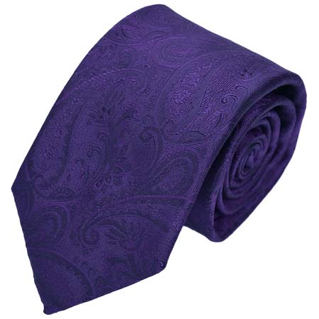 FRANCO SPADA(フランコスパダ) クラシック更紗ペーズリー無地調ネクタイ：ブリティッシュパープル