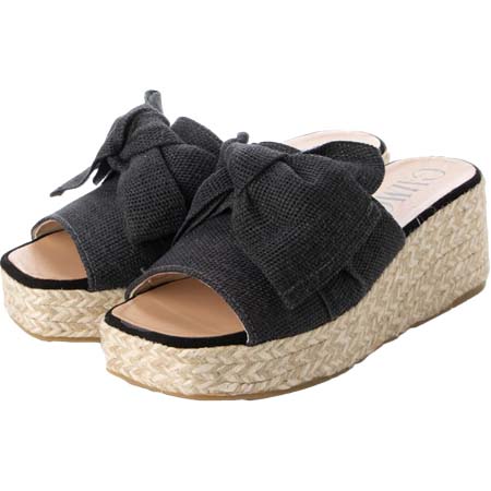 GAIMO(ガイモ) リボン付きジュートウェッジサンダル