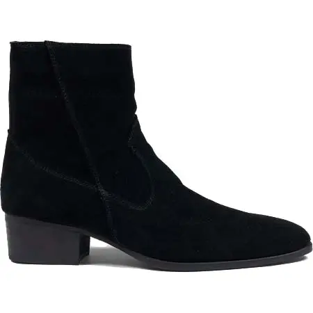 GalaabenD(ガラアーベント) Suede Heel Boots 1.8inch BLACK