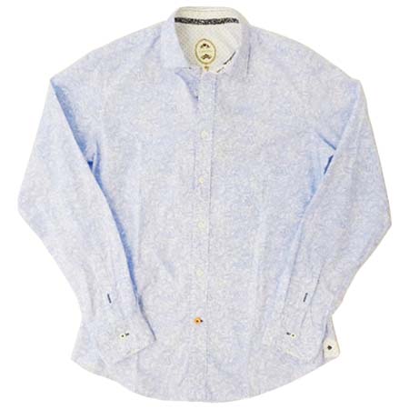 GANESH(ガネーシュ) ペイズリー柄 プリント シャツ WHT×BLUE G757PART