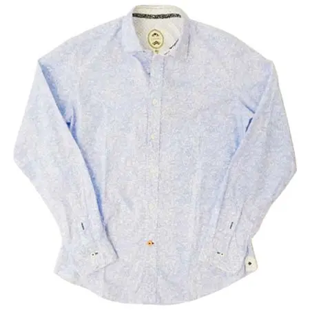 GANESH(ガネーシュ) ペイズリー柄 プリント シャツ WHT×BLUE G757PART