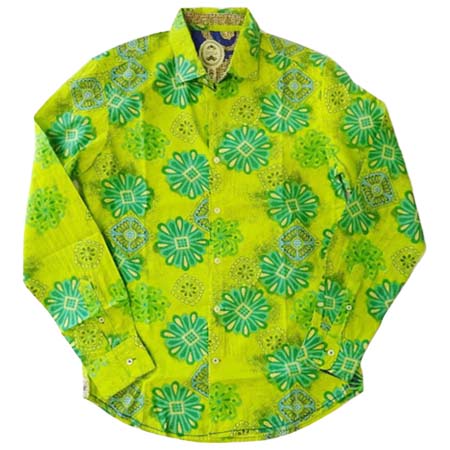 GANESH(ガネーシュ) グラフィックフラワー柄 シャツ GREEN G700FLOW