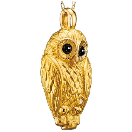 GLEN HERITAGE(グレンヘリテージ) 純金のふくろう ダイヤモンド入り 24金製宝飾 ペンダント