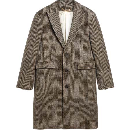 GOLDEN GOOSE DELUXE BRAND(ゴールデングースデラックスブランド) メンズ ウール シングルブレストコート ベージュ＆グレー ヘリンボーン