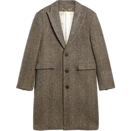 GOLDEN GOOSE DELUXE BRAND(ゴールデングースデラックスブランド) メンズ ウール シングルブレストコート ベージュ＆グレー ヘリンボーン