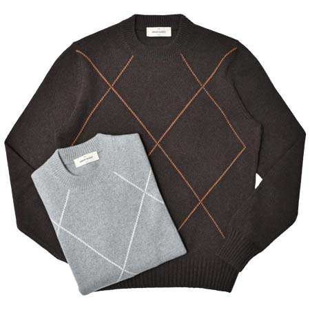 Gran Sasso(グランサッソ) エコカシミアウールアーガイルクルーネックニット