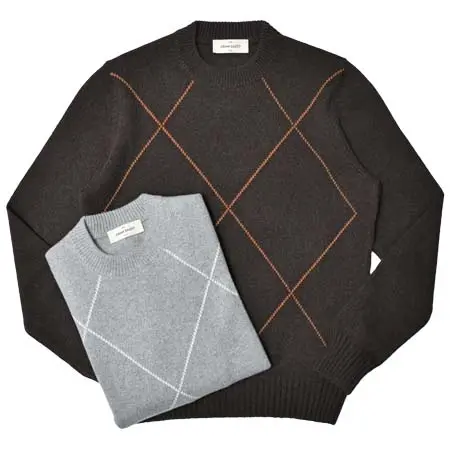 Gran Sasso(グランサッソ) エコカシミアウールアーガイルクルーネックニット