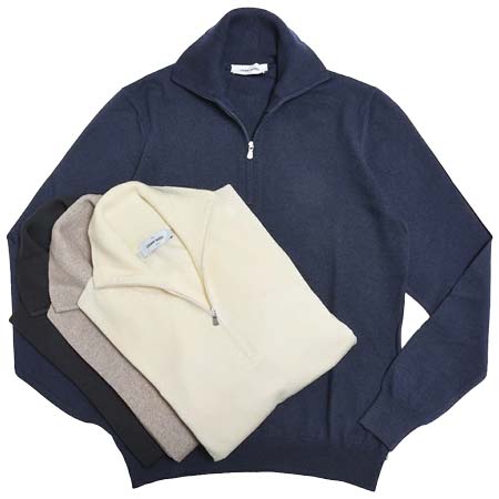 Gran Sasso(グランサッソ) 12ゲージウールハーフジップロールネックニット