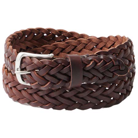 HALCYON BELT COMPANY(ハルシオンベルトカンパニー) 8PLAIT PEWTER BUCKLE – MID BROWN