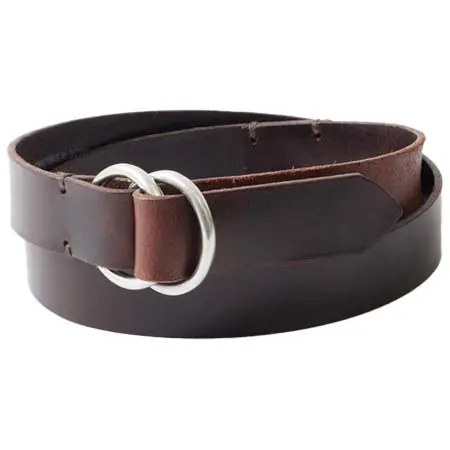 HALCYON BELT COMPANY(ハルシオンベルトカンパニー) 30mm OIL LEATHER DOUBLE PEWTER RING BUCKLE BELT – DK.BROWN