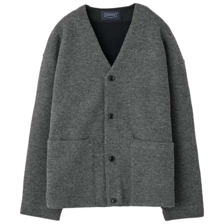 HAND ROOM(ハンドルーム) RIB KNIT CARDIGAN GRAY 8043-1201
