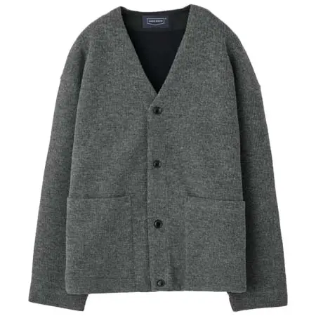 HAND ROOM(ハンドルーム) RIB KNIT CARDIGAN GRAY 8043-1201