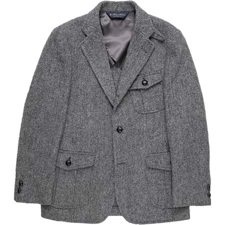 Harris Tweed(ハリスツイード) ウールツイード　ソリッド　段返り３釦　ノーフォークジャケット