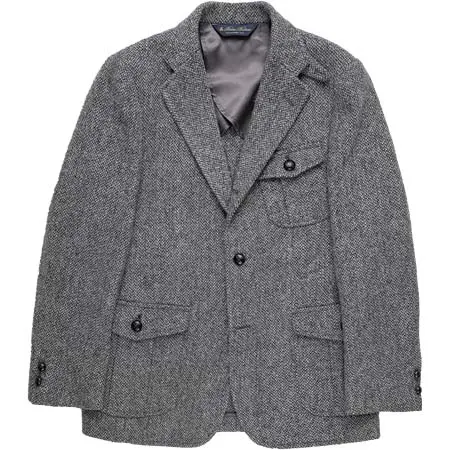 Harris Tweed(ハリスツイード) ウールツイード　ソリッド　段返り３釦　ノーフォークジャケット