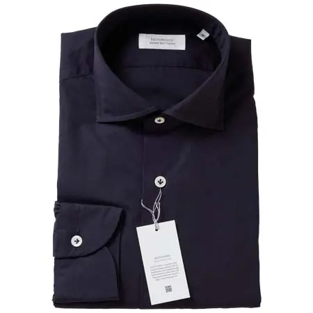 HITOYOSHI(ヒトヨシ) 洗いざらしを楽しむネイビーの120/2ブロードシャツ