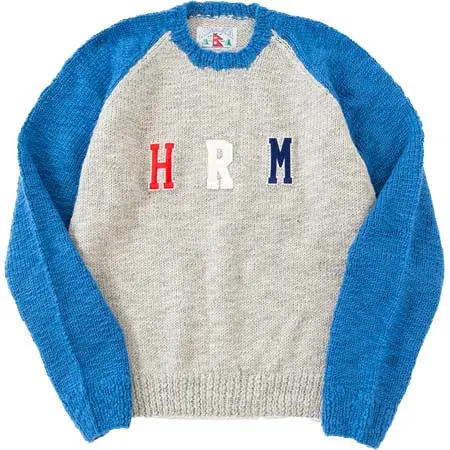 HOLLYWOOD RANCH MARKET(ハリウッドランチマーケット) スラブヤーン 2トーンラグラン ワッペンプルオーバー