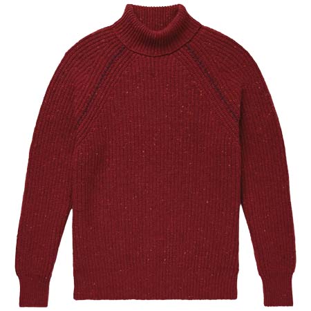 INIS MEAIN(イニッシュマン) リブニットメリノウール＆カシミヤ混 ロールネックセーター