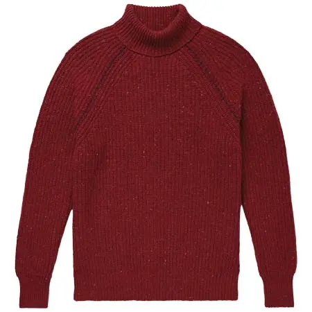 INIS MEAIN(イニッシュマン) リブニットメリノウール＆カシミヤ混 ロールネックセーター