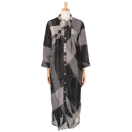 io comme io(イオコムイオ) 綿ラミーヘンプビックチェック ワンピース