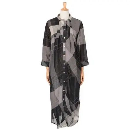 io comme io(イオコムイオ) 綿ラミーヘンプビックチェック ワンピース