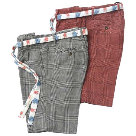 J.W.BRINE(ジェイダブリューブライン) グレンチェック ツータック ショートパンツ