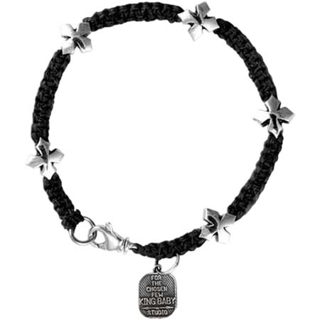 KING BABY(キングベイビー) ブレスレット Black Ｍacrame Linen With MB Cross
