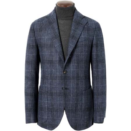 LUIGI BORRELLI(ルイジボレッリ) ウールライトツイードチェック3Bジャケット