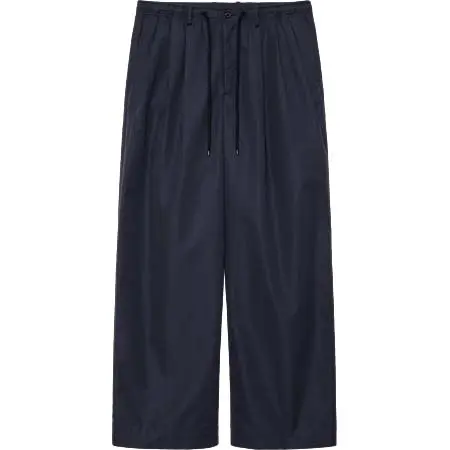 MARKA WARE(マーカウェア) 120/2 GIZAコットン×リサイクルポリエステルウェザー / トリプルプリーテッドイージートラウザーズ, Navy Charcoal