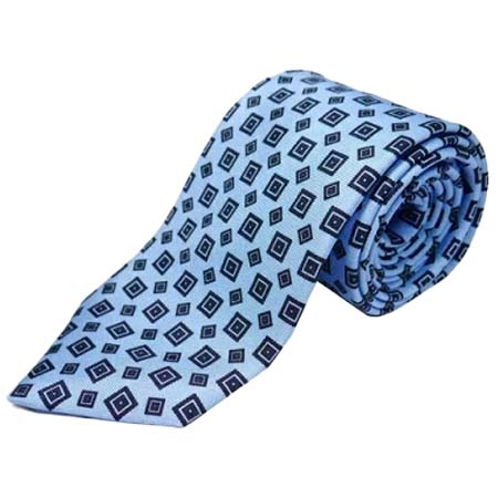 MARZULLO(マズーロ) ネクタイ シルク ライトブルー系×ブラック スクエアドット