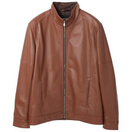Men’sBigi(メンズビギ) スタンドカラーシングルライダース レザージャケット
