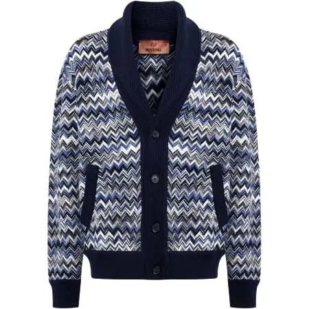 MISSONI(ミッソーニ) ショールカラー付きジグザグウールカーディガン