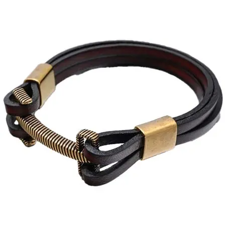 MONART(モンアート) ブレスレット メンズ レザー ブラウン/ゴールド