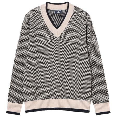 morgano(モルガノ) BEAMS F 別注 ウール ヘリンボーン チルデンニット