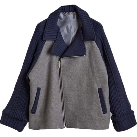 NO ID.(ノーアイディー) チェンジングニットBIGライダースJKT