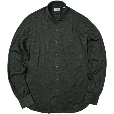 ORIAN(オリアン) Fluid evolution SLIM FIT ストレッチウールジャージー ホリゾンタルカラードレスシャツ