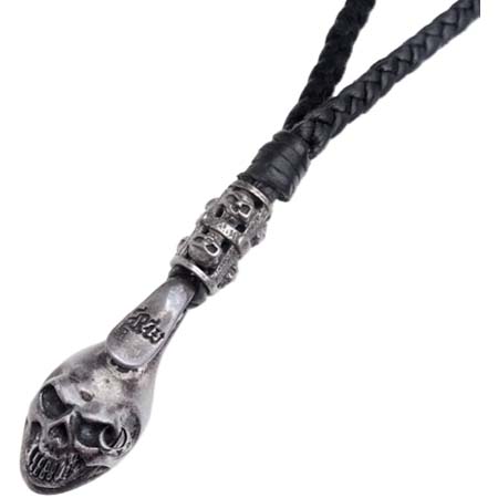 Robert Warner(ロバートワーナー) Woven Leather Cord Skull Spoon Choker