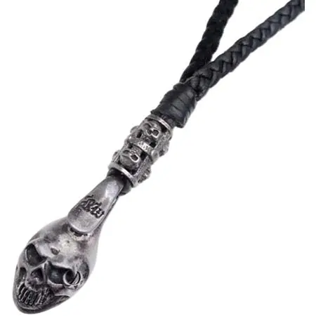 Robert Warner(ロバートワーナー) Woven Leather Cord Skull Spoon Choker