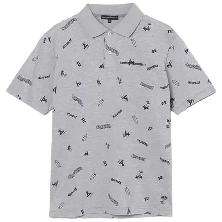 ROSASEN(ロサーセン) 飛び柄プリント半袖ポロ