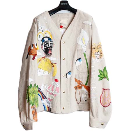 SEVESKIG(セヴシグ) JK-SV-NGS-1005 / Hand Painting No-Collar Engineer Jacket Ver,Ridawo