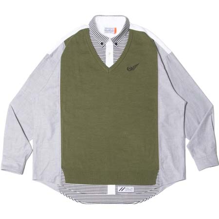 SIVA(シヴァ) PASTED V-NECK BUTTONDOWN OVERSIZED SHIRTS