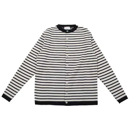 S.N.S. HERNING(エスエヌエスハーニング) ボーダーカーディガン メタルボタン AURA