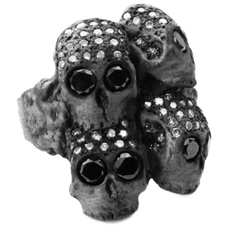 SofferAri(ソファーアリ) Don’t Fuck Around Cardinal Ring Pave DiamondsPave Diamonds with Black Diamond Eyes with a Black Matt Stone Finish