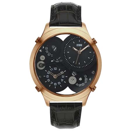STORM LONDON(ストームロンドン) QUADRA 47186RG ゴールド レザーストラップ ブラック系